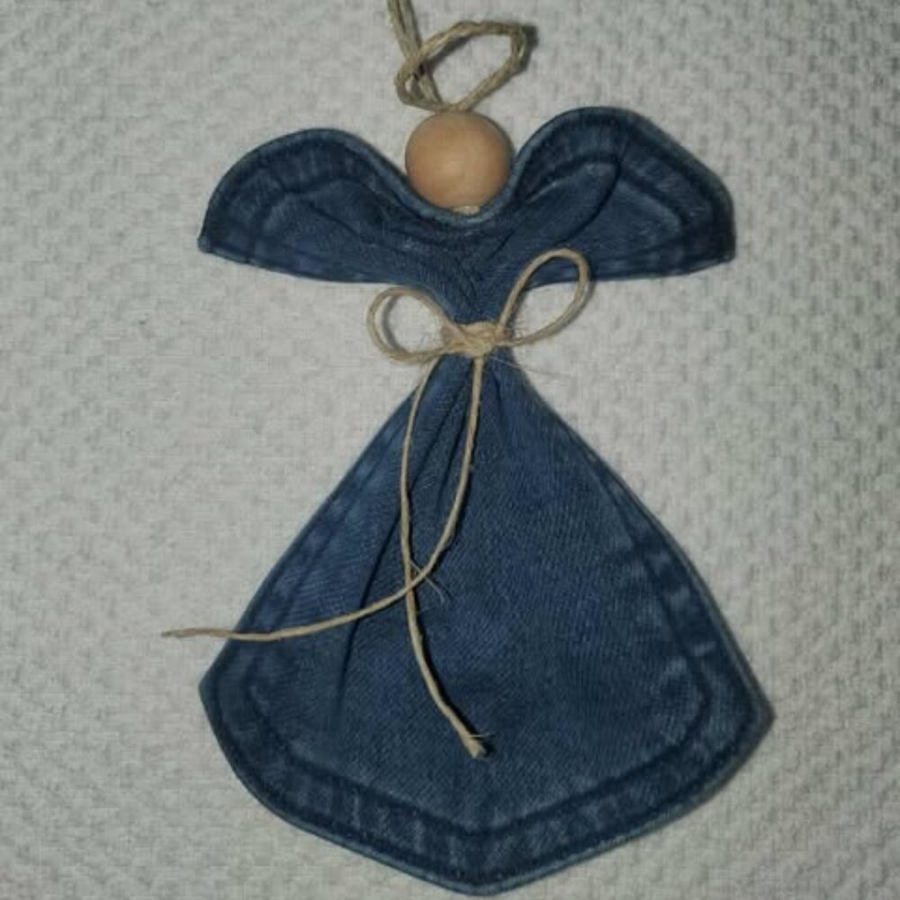 Handmade Denim Pocket Angel Ornament